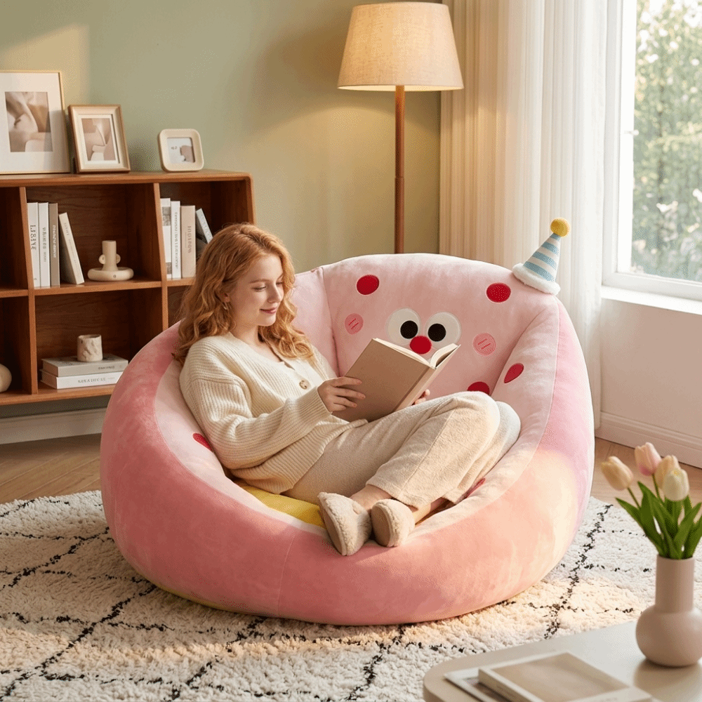 Floor Cushion Pouf - เบาะนั่งพื้นลายการ์ตูนสำหรับใช้งานประจำวัน วัสดุนุ่มสบาย นั่งสบาย ฐานกันลื่น เหมาะสำหรับพื้นห้องนอนหรือโซฟา
