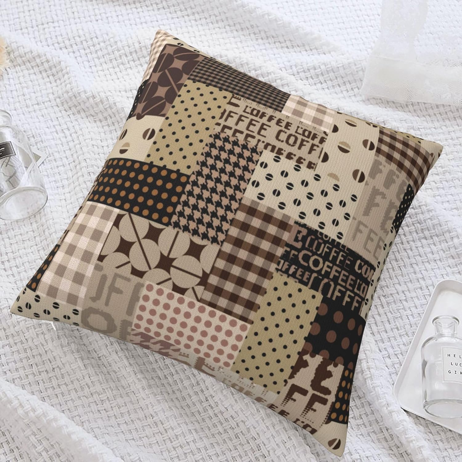 Pillow Insert 18X18 - ปลอกหมอนอิงลายจุดวินเทจสำหรับช่วงเวลาดื่มกาแฟ | ผ้าเนื้อนุ่ม ทนทาน ซิปซ่อน ปิดได้แน่นหนา