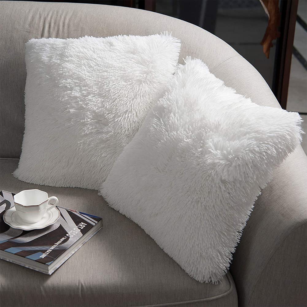Pillow Insert 18X18 - ปลอกหมอนอิงขนเฟอร์เทียมเนื้อนุ่มหรูหรา ปลอกหมอนตกแต่งสำหรับฤดูใบไม้ผลิ ไม่มีไส้หมอน ขนาด 18x18 นิ้ว