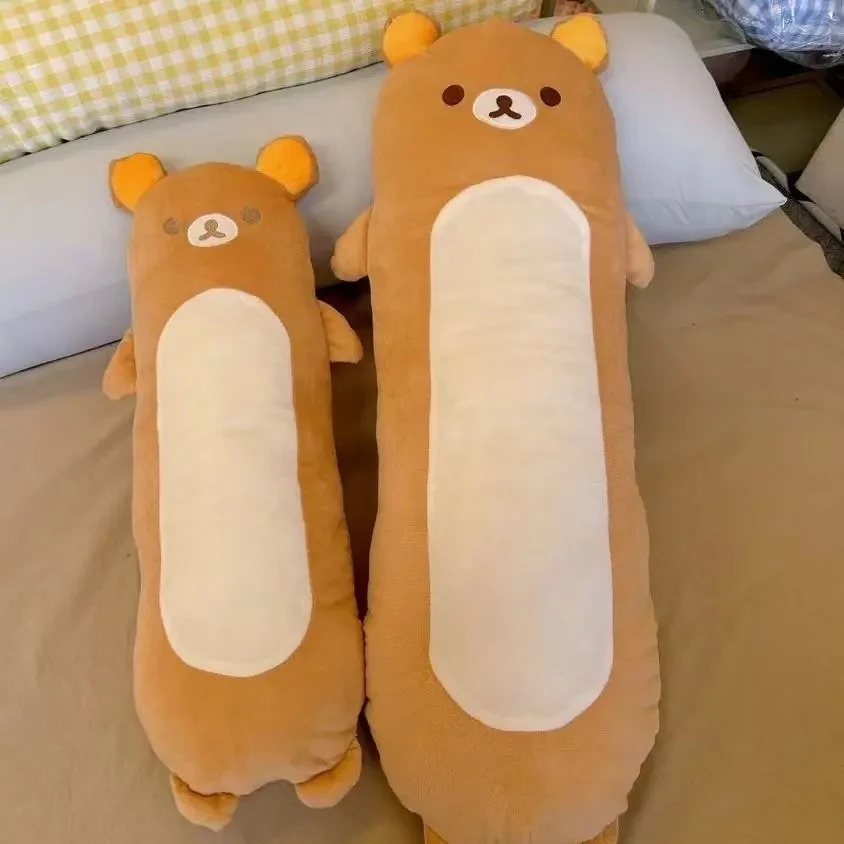 Bolster Pillow Long - หมอนข้างริลัคคุมะทรงยาว - หมอนอิงรูปทรงกระบอกขนนุ่มสีน้ำตาล สำหรับตกแต่งห้องนอน โซฟา หรือเป็นของขวัญ