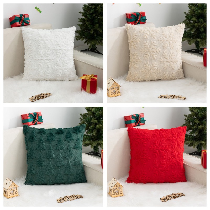 Pillow Insert 18X18 - ปลอกหมอนลายต้นคริสต์มาสและเกล็ดหิมะ สำหรับตกแต่งเทศกาลวันหยุด ใช้กับโซฟาที่บ้าน ไม่รวมไส้หมอน ขนาด 18x18