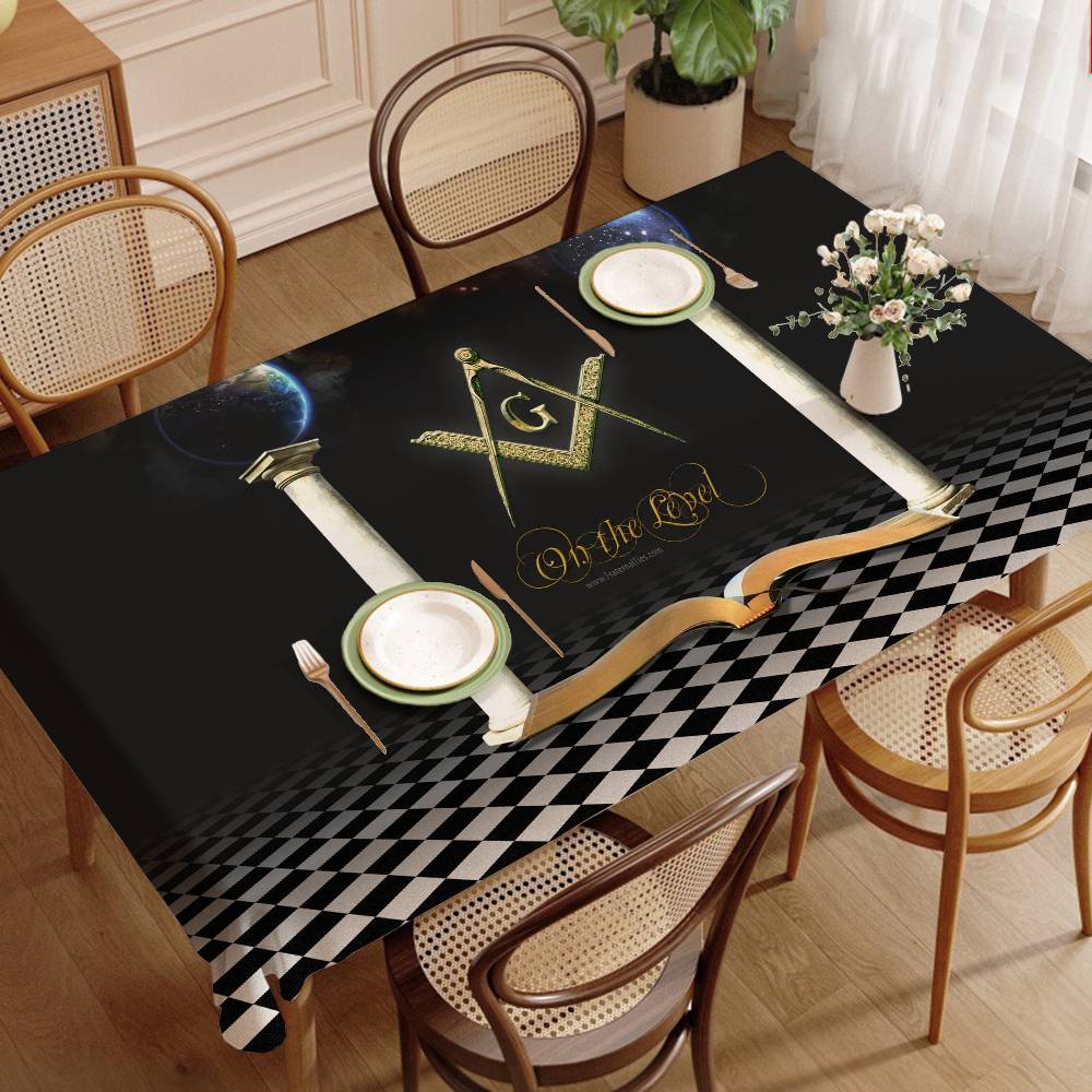 Home Textiles Today Logo - ผ้าปูโต๊ะโลโก้สมาคมฟรีเมเซอร์ สำหรับงานเลี้ยงอาหารค่ำที่บ้าน งานแต่งงาน งานเลี้ยงกลางแจ้ง ผ้าปูโต๊ะโรงแรม