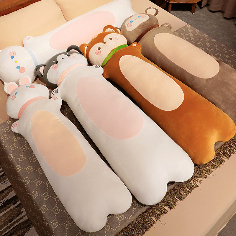 Bolster Pillow Long - หมอนสำหรับนอนขนาด80/110/130ซม. ความนุ่มน่ารักยาวหมาจิ้งจอกแมวลิงกระต่ายฮัสกี้ของเล่นตุ๊กตาตุ๊กตาสัตว์
