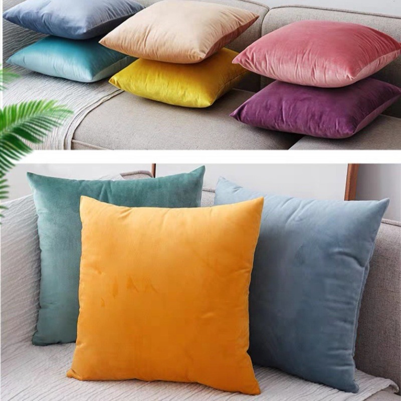 Pillow Insert 18X18 - ปลอกเบาะรองนั่งรถยนต์ผ้ากำมะหยี่ดัตช์สีพื้น พร้อมโลโก้ หมอนรองหลังสำหรับโซฟาสำนักงานและตกแต่งบ้าน ไม่รวมไส้เบาะ ขนาด 18x18