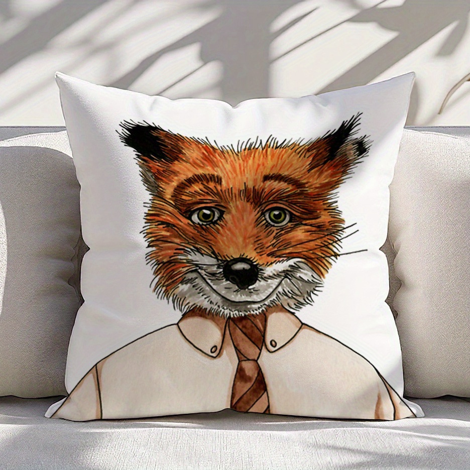 Pillow Insert 18X18 - ปลอกหมอนมิสเตอร์ฟ็อกซ์ 1 ชิ้น ธีมป่าฤดูใบไม้ร่วง โพลีเอสเตอร์ 16x16/18x18/20x20