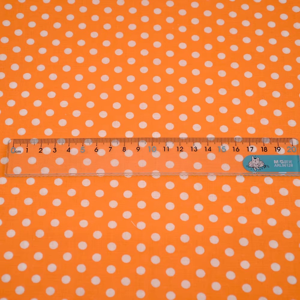 ผ้าคอตตอนพิมพ์ลายจุดสีส้มสีขาว - Home Textiles Discount บทวิจารณ์และราคา