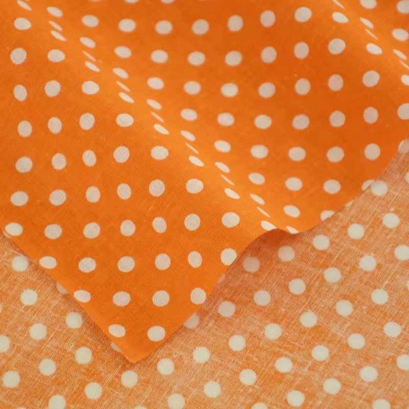 ผ้าคอตตอนพิมพ์ลายจุดสีส้มสีขาว - Home Textiles Discount บทวิจารณ์และราคา