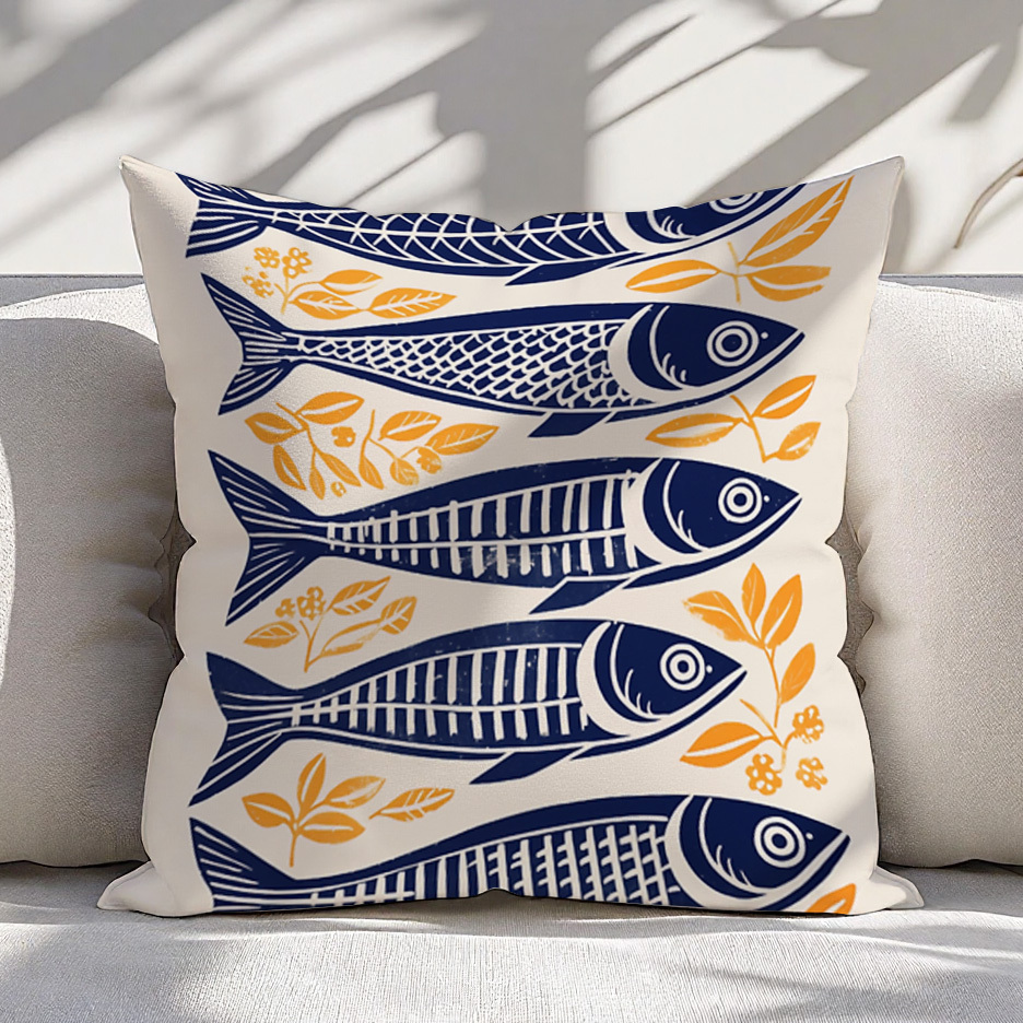 ปลอกหมอนลายปลาซาร์ดีนสไตล์เดนม - Pillow Insert 18X18 บทวิจารณ์และราคา