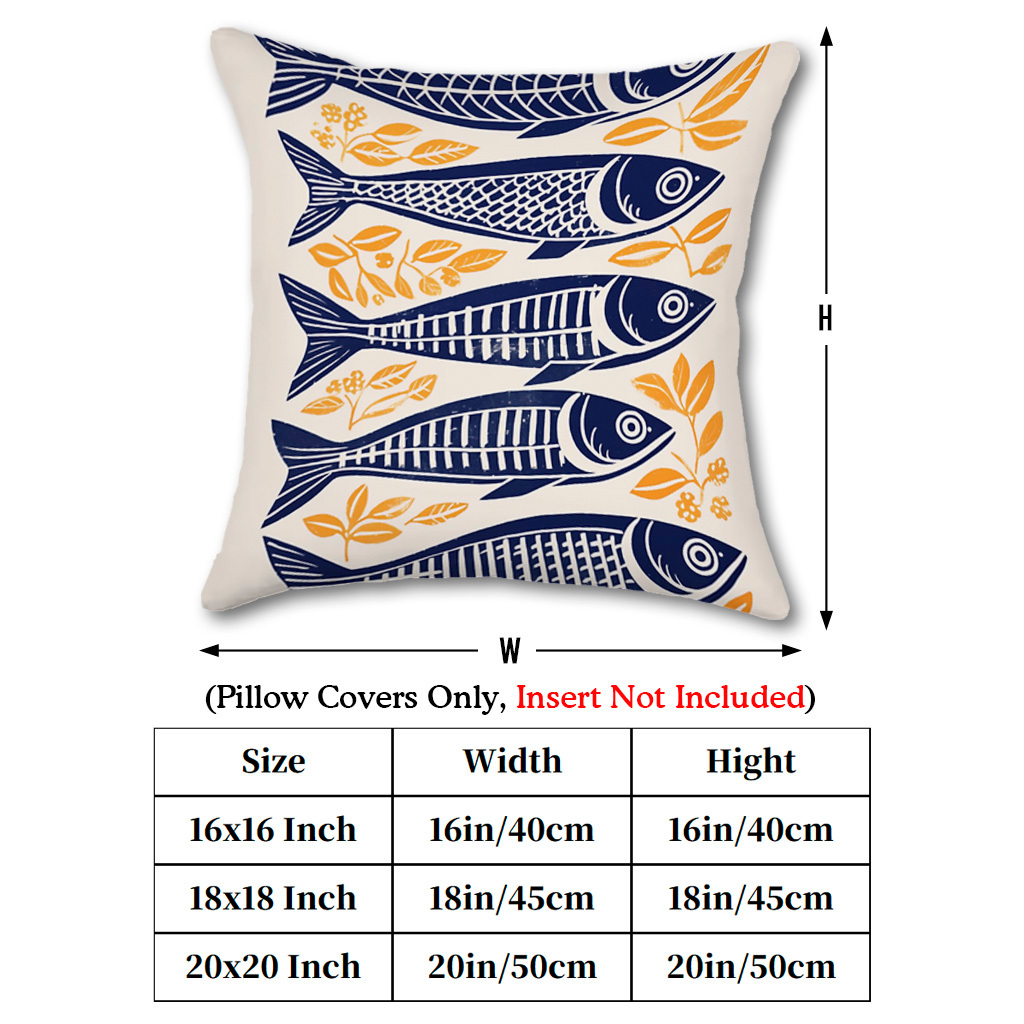 ปลอกหมอนลายปลาซาร์ดีนสไตล์เดนม - Pillow Insert 18X18 บทวิจารณ์และราคา