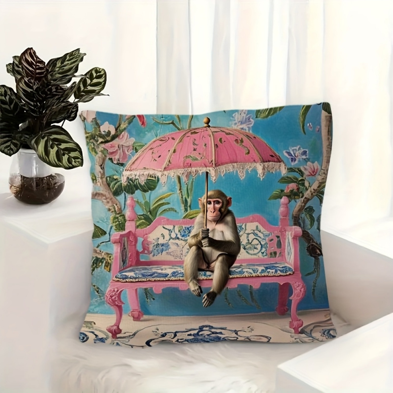 ปลอกหมอนลายลิงสไตล์จีนสีชมพูเร - Pillow Insert 18X18 บทวิจารณ์และราคา
