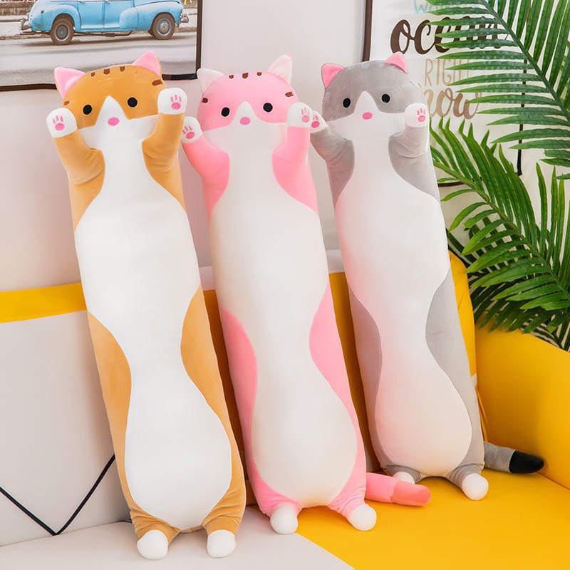 ตุ๊กตาแมวน่ารัก ขนนุ่ม สีชมพู  - Bolster Pillow Long บทวิจารณ์และราคา