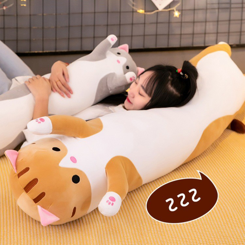 ตุ๊กตาแมวน่ารัก ขนนุ่ม สีชมพู  - Bolster Pillow Long บทวิจารณ์และราคา