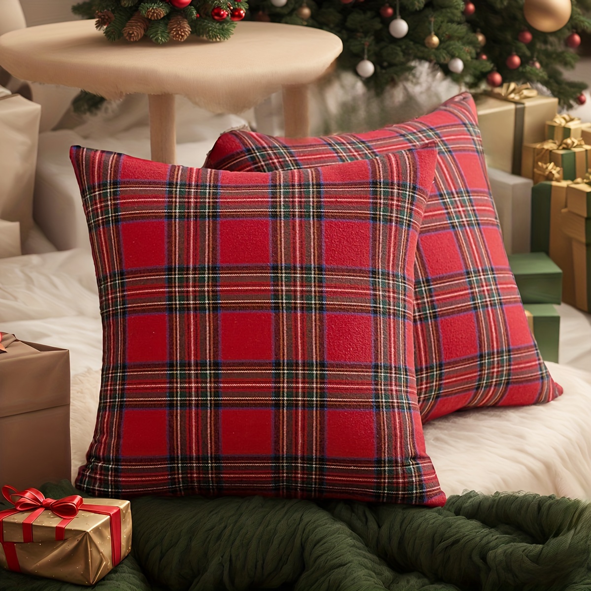 ปลอกหมอนลายสก็อตคริสต์มาส 2 ชิ - Pillow Insert 18X18 บทวิจารณ์และราคา